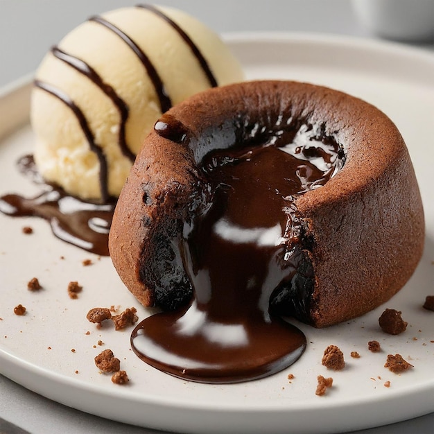 Decadent Molten Lava Cake with Vanilla Ice Cream