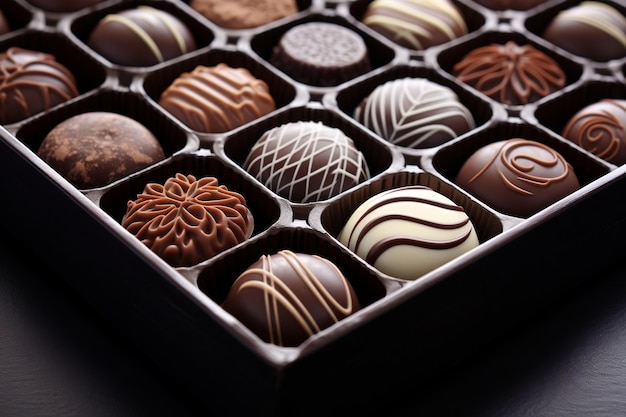 Decadent Treat Assortment of Chocolates in a Box Generative AI