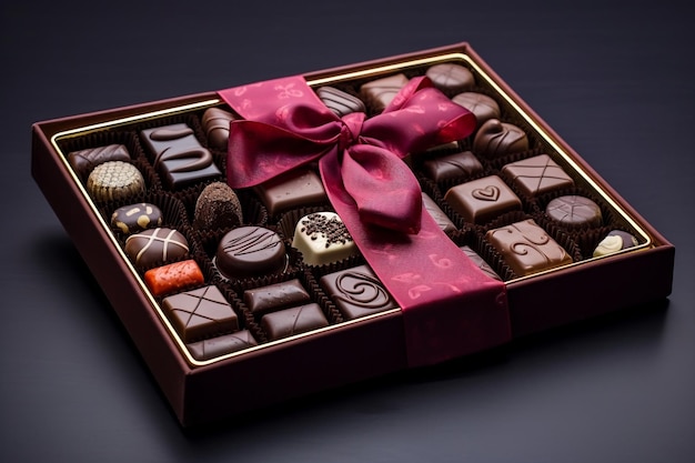 Decadent Treat Assortment of Chocolates in a Box Generative AI