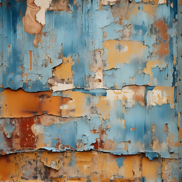 Decay and Rust Corroded Appearance of Rusty Metal Background gold orange blue green and black