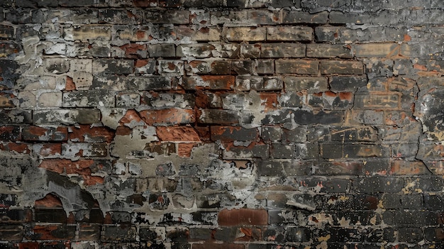 Photo decaying brick wall with layers of grime and dirt hinting at its former grandeur