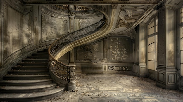 A decaying mansions grand staircase a reminder of forgotten gran