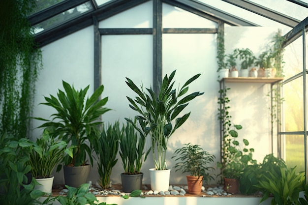 Deciduous exotic plants growing in greenhouse