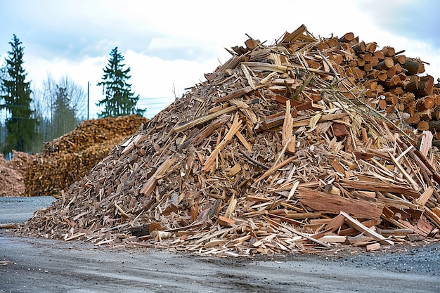 Photo deciduous wood chips pile