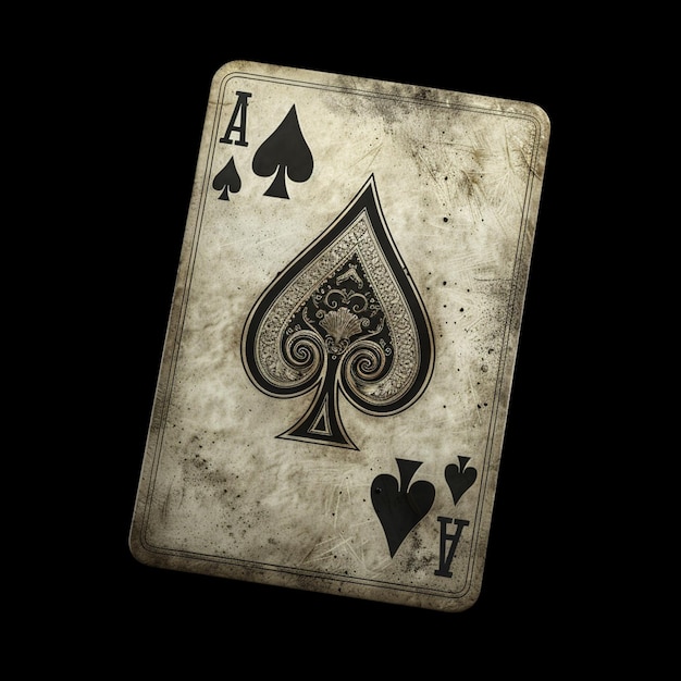 Deck of cards on a black background the ace of spades