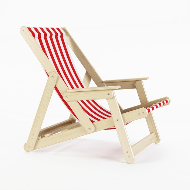 Deckchair over white background. Chaise-longue. 3D rendering.