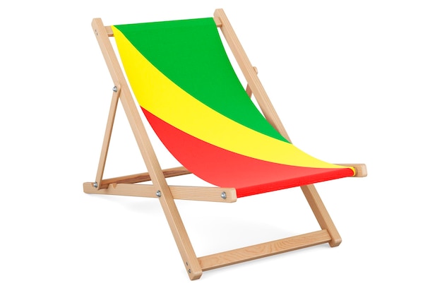 Deckchair with Congolese flag Congo vacation tours travel packages concept 3D rendering isolated on white background