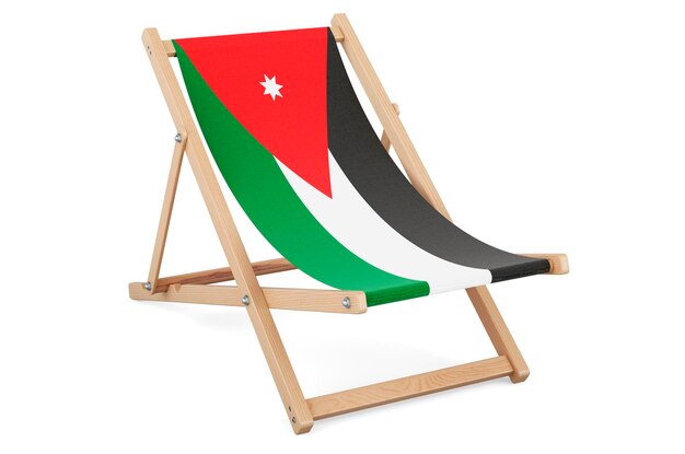 Deckchair with Jordanian flag Jordan vacation tours travel packages concept 3D rendering