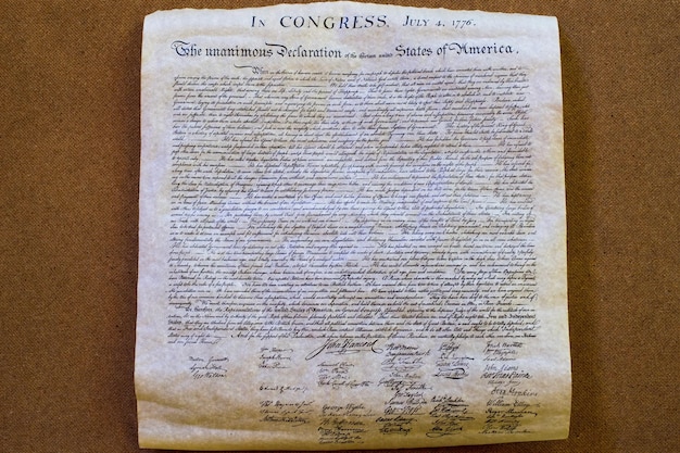 Declaration of independence 4th july 1776 close up