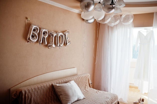 Decor for the bride's morning Decorated balloons