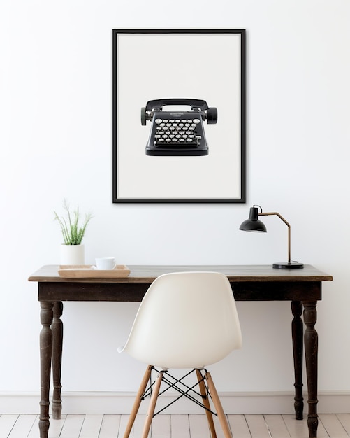 decor with a black wooden frame suspended in vintage style