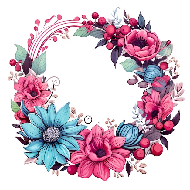 Decorate your designs with a watercolour wildflower flower wreath isolated on a white background adding a touch of spring in an arrangement suitable for background texture wrapper frame or border