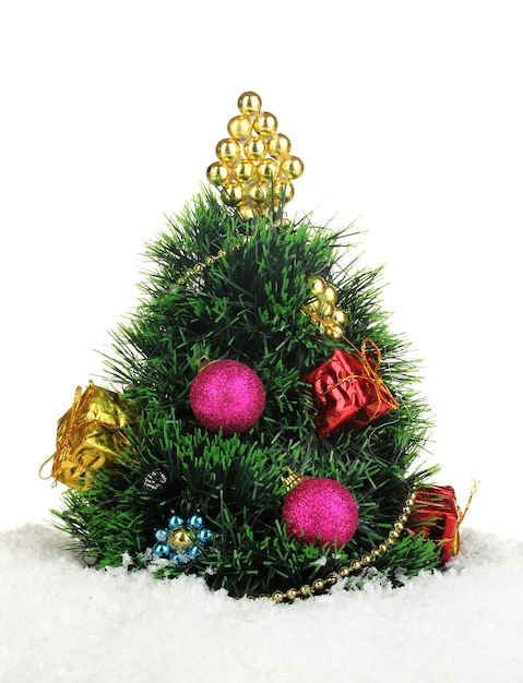 Decorated artificial Christmas Tree isolated on white