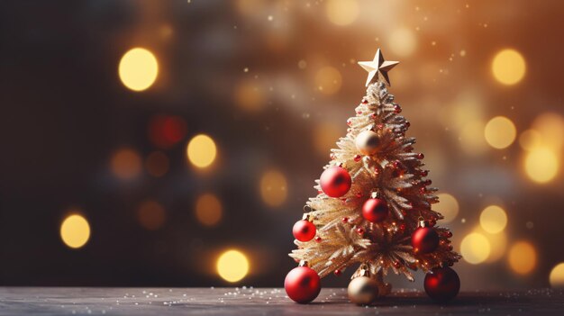 Decorated christmas tree on blurred background