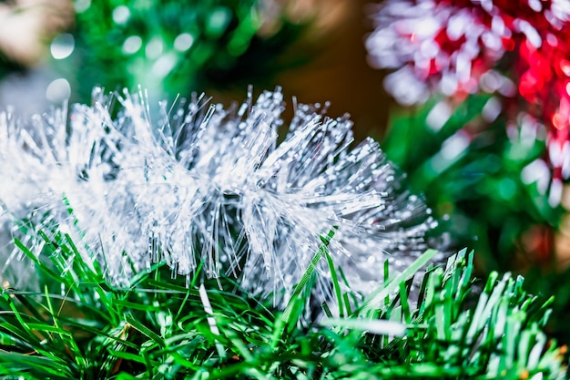 Decorated Christmas tree Christmas Eve christmas decorations New Year Selective focus Blurred background