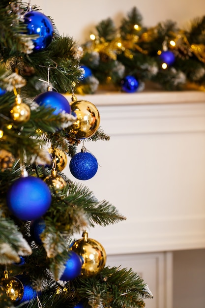 Decorated Christmas tree close-up