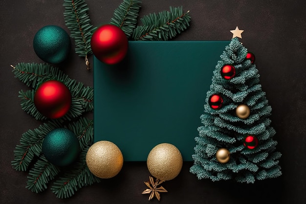 Decorated Christmas tree with colorful ornaments Generative AI