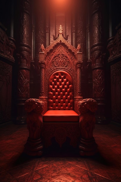 Decorated empty throne hall Red throne