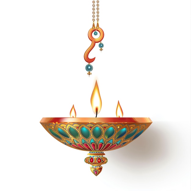 decorated hanging diya hindu