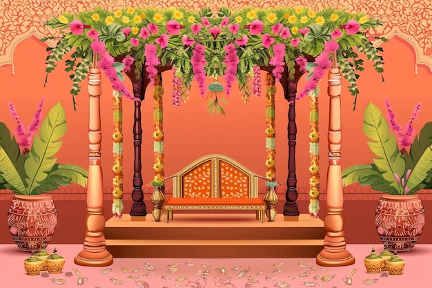 Decorated Indian wedding mandap background