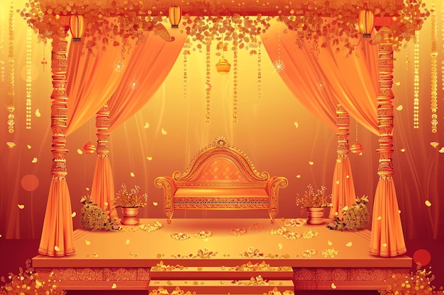 Decorated Indian wedding mandap indian illustration background