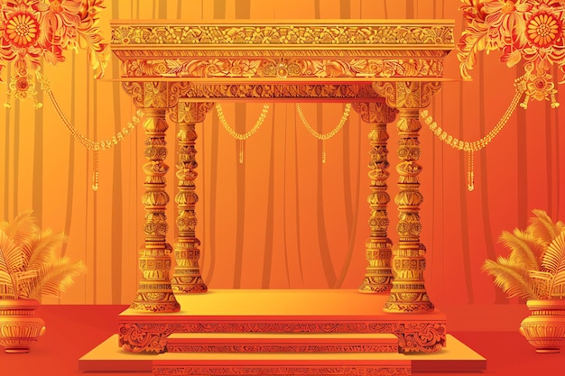 Decorated Indian wedding mandap indian illustration background