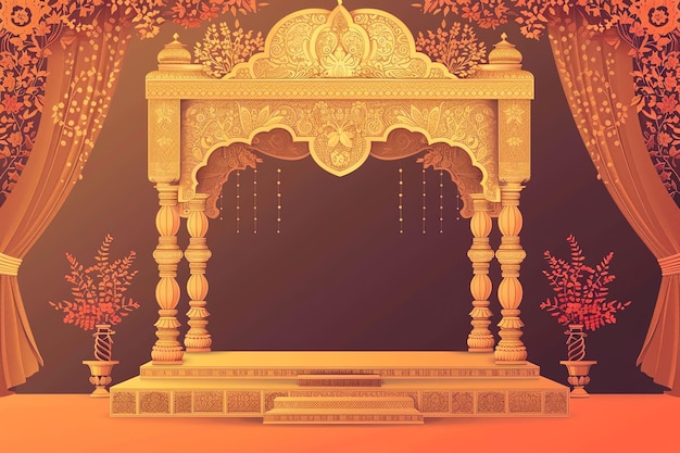 Decorated Indian wedding mandap indian illustration background