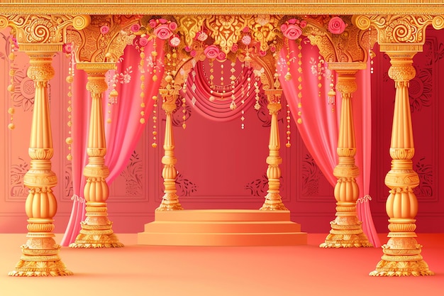 Decorated Indian wedding mandap indian illustration background