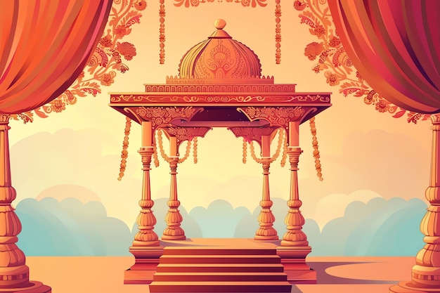 Decorated Indian wedding mandap indian illustration background