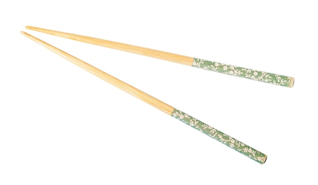 Decorated wooden chopsticks isolated on white