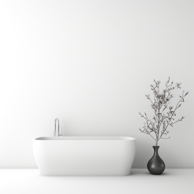 Photo decoration bathroom bathtub plant