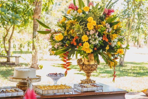 Decoration of beautiful natural flower arrangements