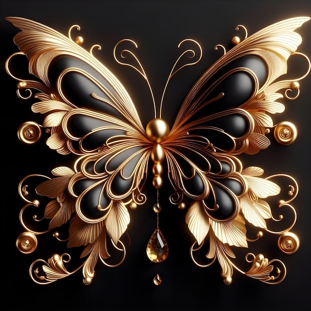 Decoration butterfly that has gold ai generator