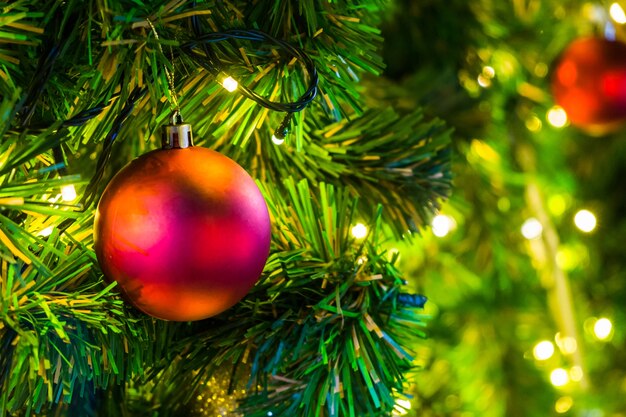 Decoration on Christmas day with red ball 