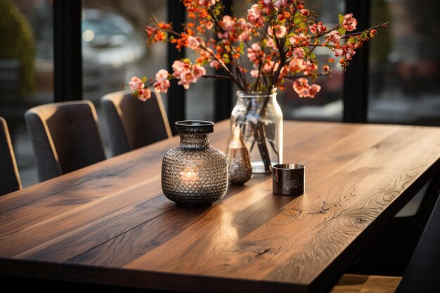 decoration design with wooden table inspiration ideas