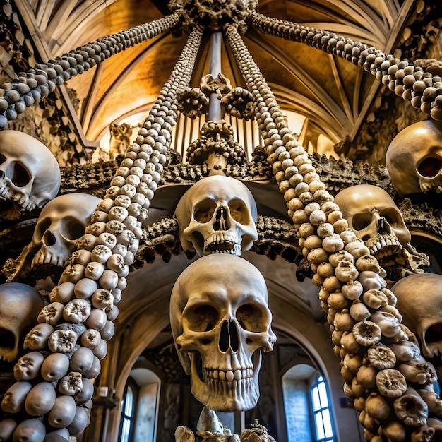 decoration made of human skulls and bones interior