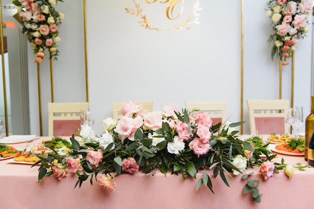 Decoration of the restaurant at the wedding banquet