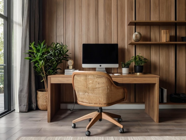 decoration in a spacious and elegant home office interior