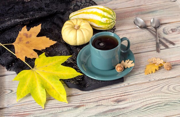 Decoration of a table for autumn holidays