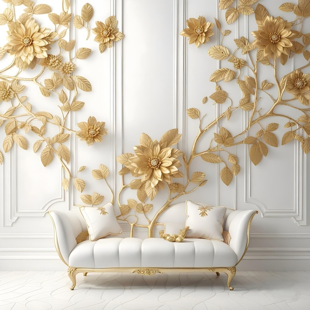 Decoration wall classic flower gold