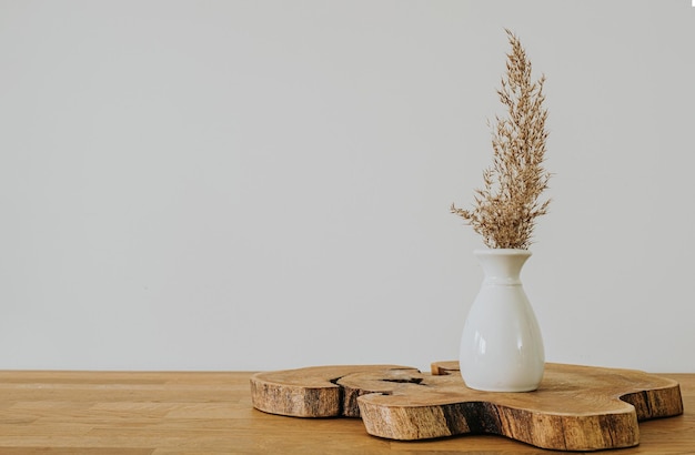 Photo decoration on wooden desk with copy space