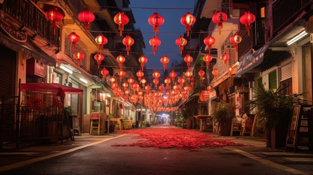 decorations of a Chinese New Year street