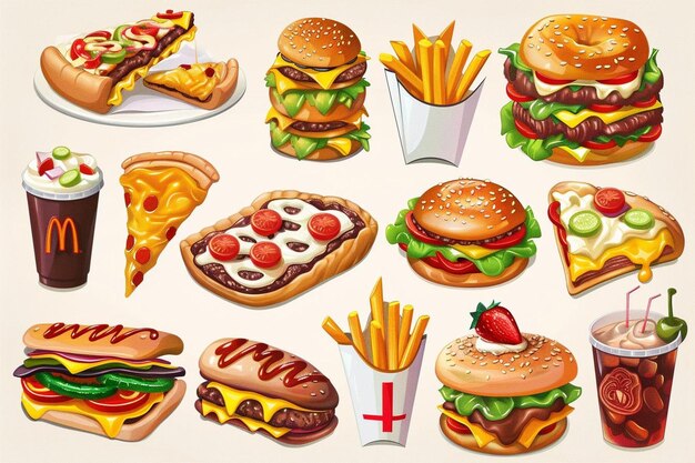 Photo decorative american fast food composition