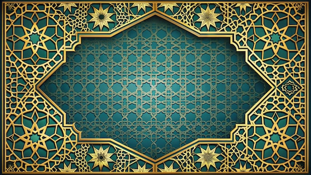 Photo decorative background for eid aladha celebration with intricate golden designs generative ai