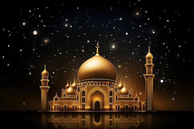 Decorative background for ramadan with golden confetti