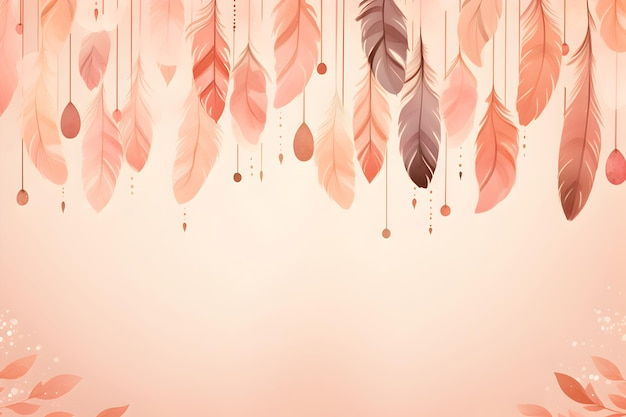 decorative background with feathers hanging