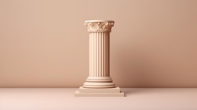 Decorative beige column plinth with space for item