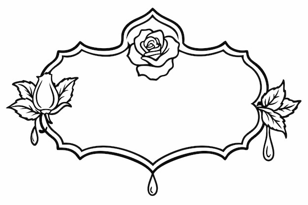 Photo a decorative black border surrounds an empty space with a detailed rose