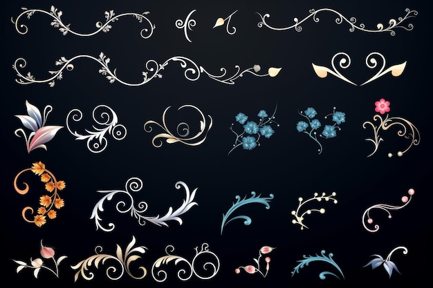 Decorative borders caligraphic ornaments ornamental flourishes flower frames