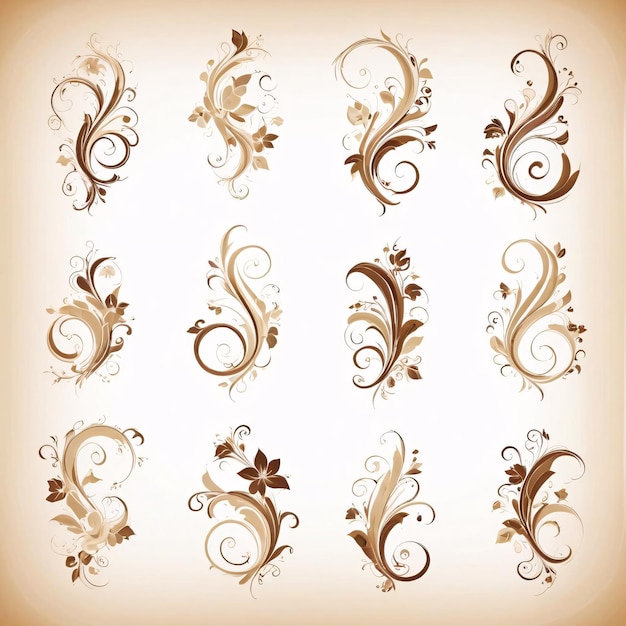 Decorative brown swirling floral patter fileteado